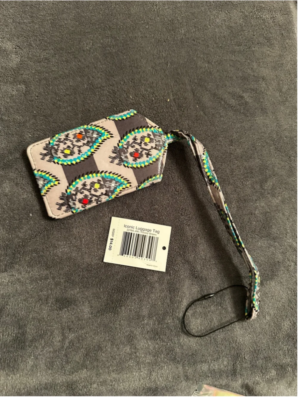 Vera Bradley Grey Multicolor Iconic Luggage Tag